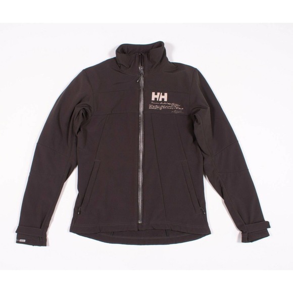 Helly Hansen HH Gray Script Full Zip Pleated Soft Shell Tech Jacket - Picture 1 of 5